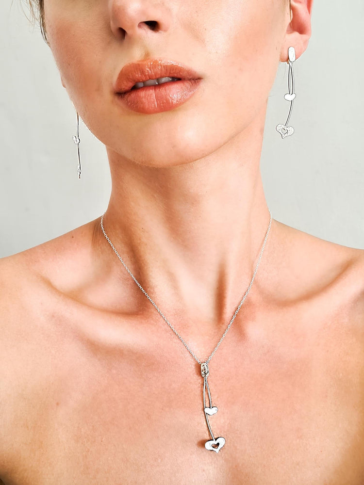 Corazon Silver Heart Drop Earrings - Otis Jaxon Silver Jewellery