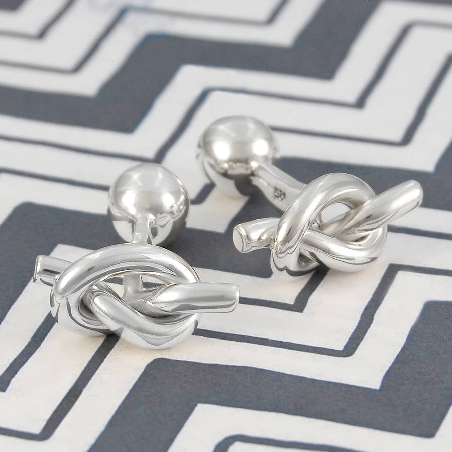 Nautical Knot Mens Silver Cufflinks - Otis Jaxon Silver Jewellery